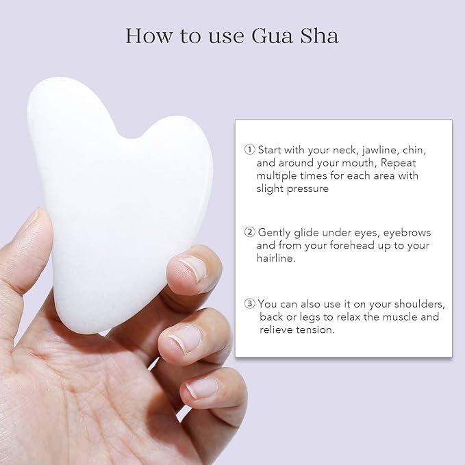 BAIMEI Jade Roller & Gua Sha Set Face Roller and Gua Sha Facial Tools for Skin Care Routine and Puffiness, Self Care Gift for Men Women - White-Velvo Beauty