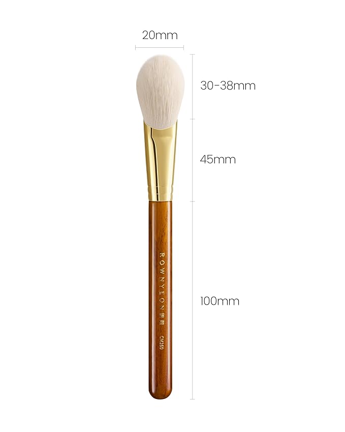 Desert Oak Series CM 160 Angled Blush Brush for Cheeks – Ideal for Powder & Cream Blush, Golden Brass Ferrule, Ebana Bubinga Handle, Soft Nylon Bristles-Velvo Beauty