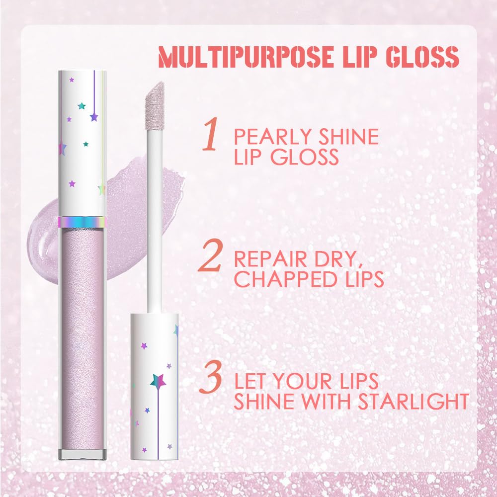 evpct 1Pcs Light Purple Glitter Metallic Lip Gloss Stain Lipstick for Women Long Lasting Waterproof 24, Light Voilet Purple Frosted Metallic Shimmer Chrome iridescent Liquid Lipstick Lip Gloss Makeup-Velvo Beauty