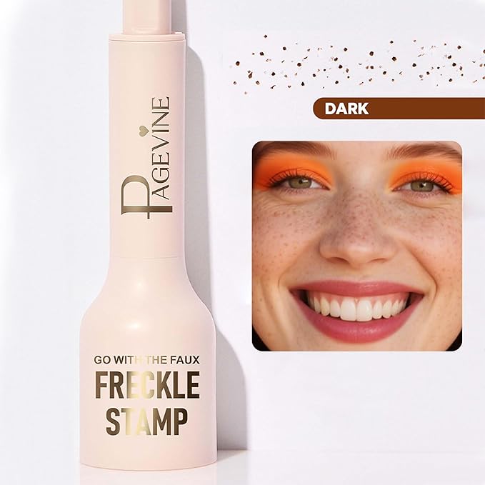 Freckle Stamp - Freckle Pen Waterproof, Long Lasting Fake Freckles, Quick Dry 5-Point Faux Freckles Stamp Cushion Stain Marker in One Press Natural and Lifelike Sunkissed Pencil Tool Makeup (#3-Dark)-Velvo Beauty