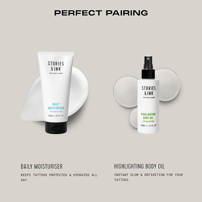 Stories & Ink Tattoo Care | DAILY MOISTURIZER for healed skin - with Advanced UV Ink Protection to Prevent Tattoo Fading, Protects & Hydrates Healed Tattoos, 200 mL / 6.8 Fl Oz-Velvo Beauty