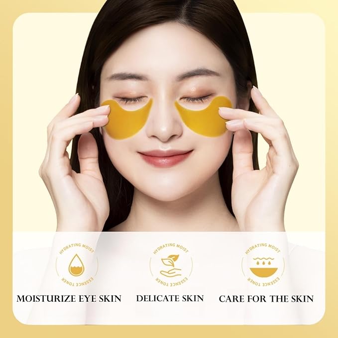 Under Eye Patches - 24K Gold Eye Mask,Moisturizing Serum for Firming, Brightening, and Relieving Eye Fatigue - Under Eye Patches for Dark Circles and Puffiness (gold)-Velvo Beauty