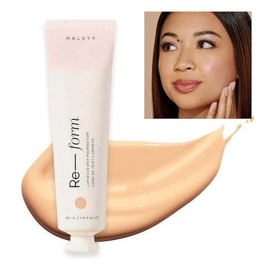 HALEYS Re-form Luminous Skin Foundation, VEGAN + CRUELTY-FREE, Blurs, Conceals, Blendable, Buildable Med-to-Full Coverage, Weightless, Oil-free, All-Day Wear, Hyaluronic Acid, All skin types (3.25)-Velvo Beauty