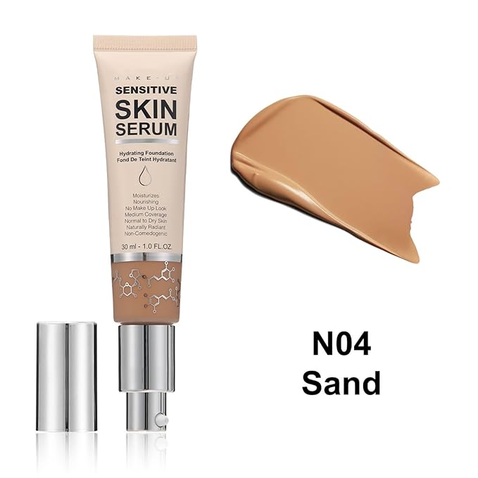 MAEPEOR Hydrating Foundation 6 Colors Full Coverage Liquid Foundation Naturally Mattle Oil-Control Foundation for All Skin Tone (04 Sand)-Velvo Beauty