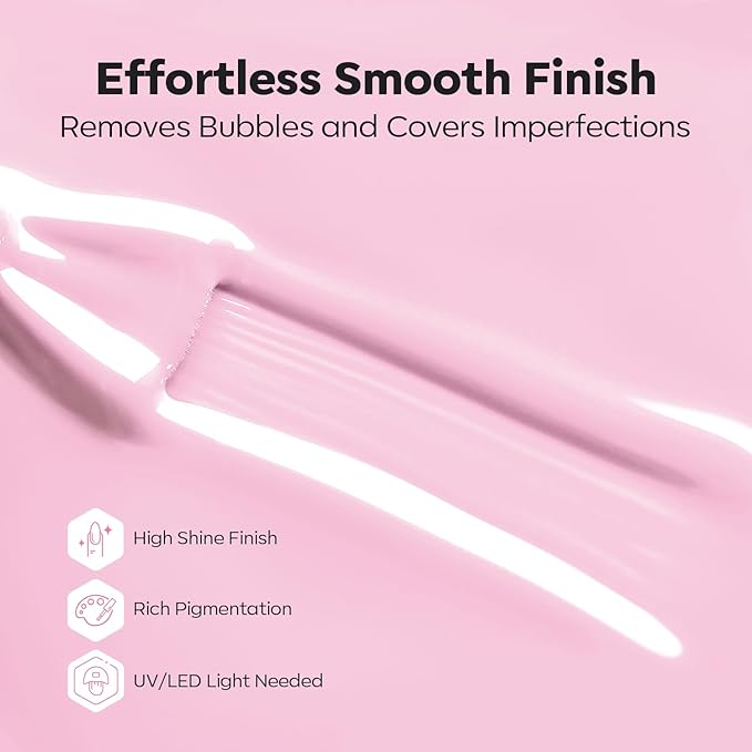 modelones Builder Nail Gel, 8-in-One Baby Pink Builder, Pastel Pink Rubber Base Gel Polish, LED Lamp Cured Color Base Hardener Apex Building Strengthener Extension for DIY Salon Girls Home-Velvo Beauty