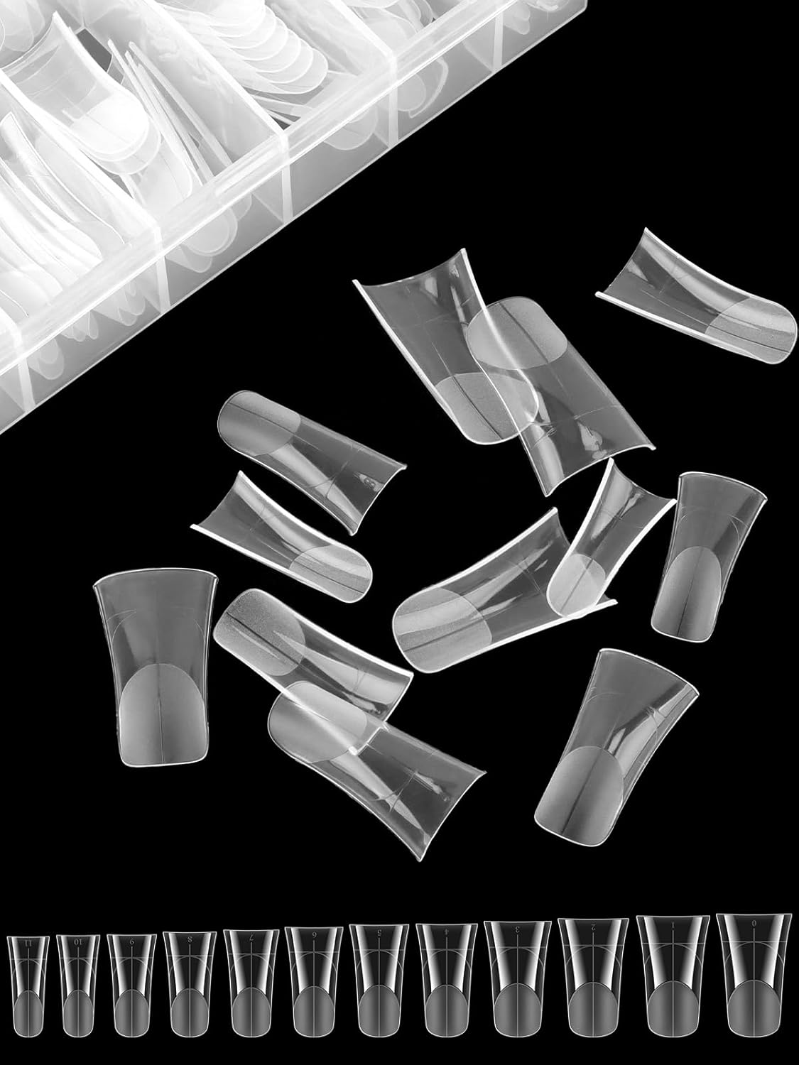 TOROKOM 120Pcs Poly Extension Gel Dual Nail Forms Nail Forms Full Cover Coffin Nail Molds 12 Sizes for Gel Manicure Nail Art Design Salon&DIY-Velvo Beauty