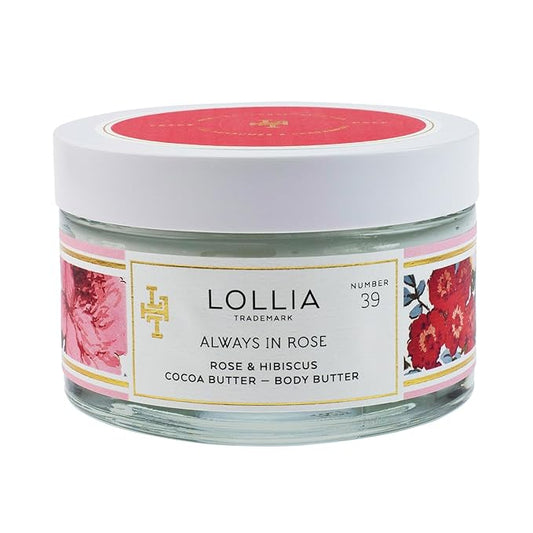 LOLLIA Always in Rose Body Butter, 5.5 oz. - Rose & Hibiscus Fragrance – Shea Butter & Cocoa Butter, Body Lotion for Women, Hydrating & Smooth Body Moisturizer-Velvo Beauty
