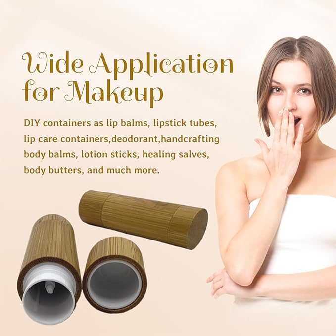 Bamboo Empty Lip Balm Containers 5.5g 6 Pack,Refillable DIY Lip Balm Tube Containers with Clear PP Plastic Inner,Lip Gloss Tubes Chapstick Holder for DIY Cosmetic Samples Deodorant-Velvo Beauty