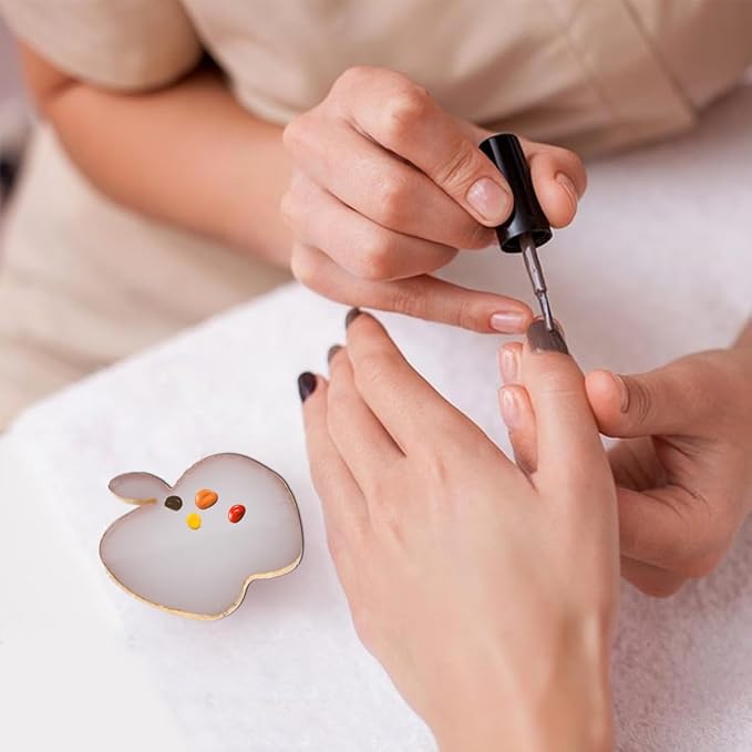 Nail Polish Palette, 2Pcs Resin Nail Art Palette, Nail Painting Mixed Color Palettes, Gold Edge Makeup Mixing Tray, Nail Supplies For Nail Techs, Nail Art Display Board(Apples)-Velvo Beauty