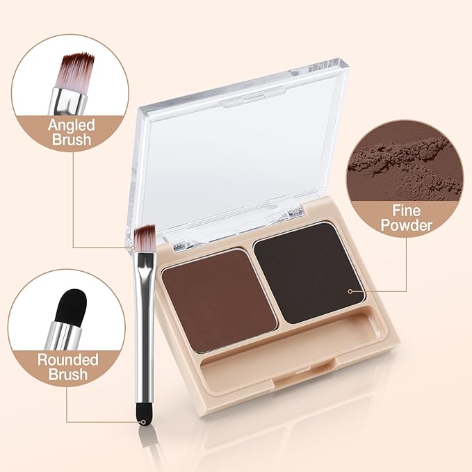 Boobeen 2-Color Eyebrow Palette, Brow Powder Makeup for Sculpting and Defining Brow, Eye Contour Kit with Brush Applicator-Velvo Beauty