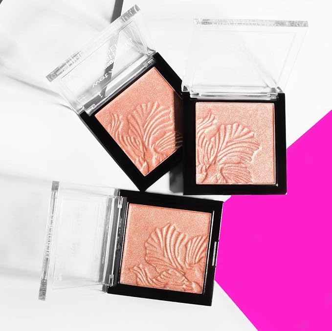 wet n wild MegaGlo Highlighting Powder, Highlighter Makeup, Shimmer Glow, Pink Rose Gold Bloom Time-Velvo Beauty