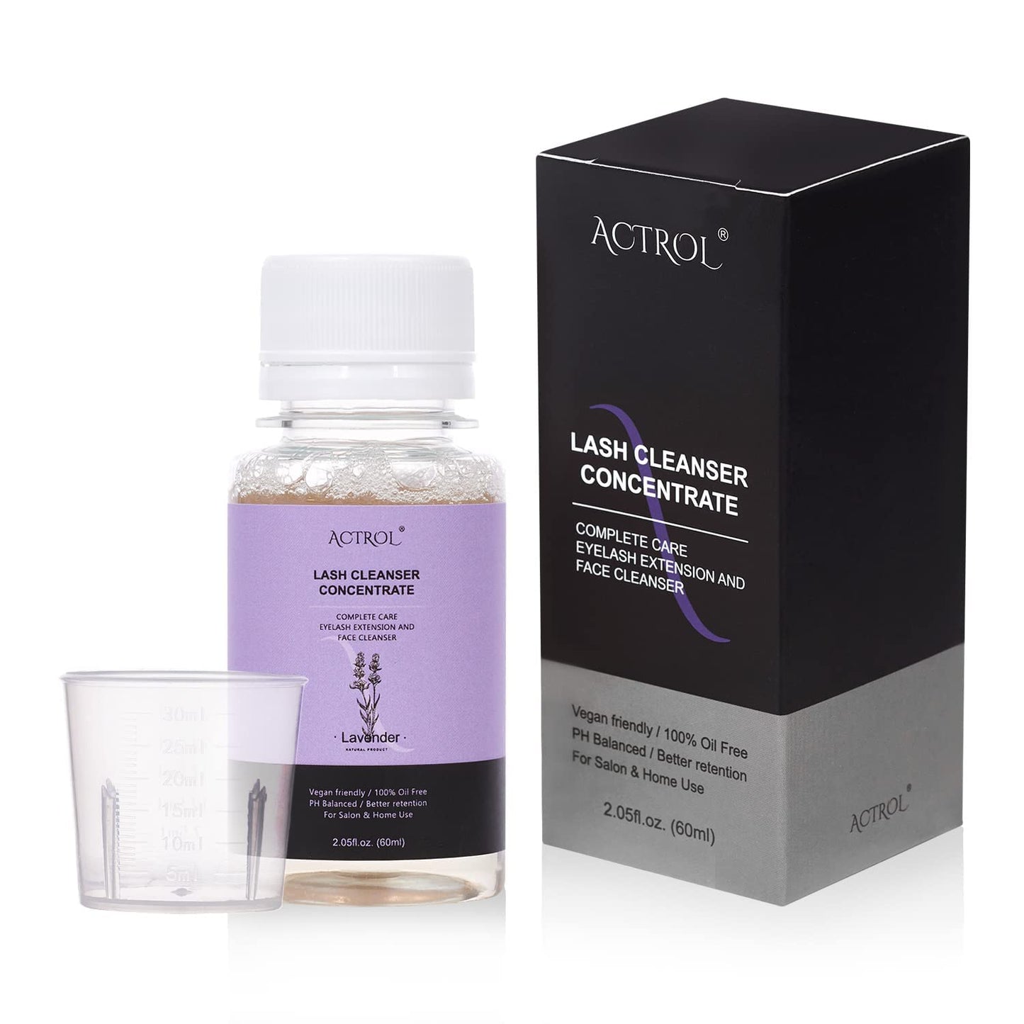 Eyelash Cleanser Concentrate 60ml Lavender Professional Lash Shampoo Foaming Cleanser DIY Wash for Extensions Lashes with Salon Home Care-Makes 12 Bottles-Velvo Beauty