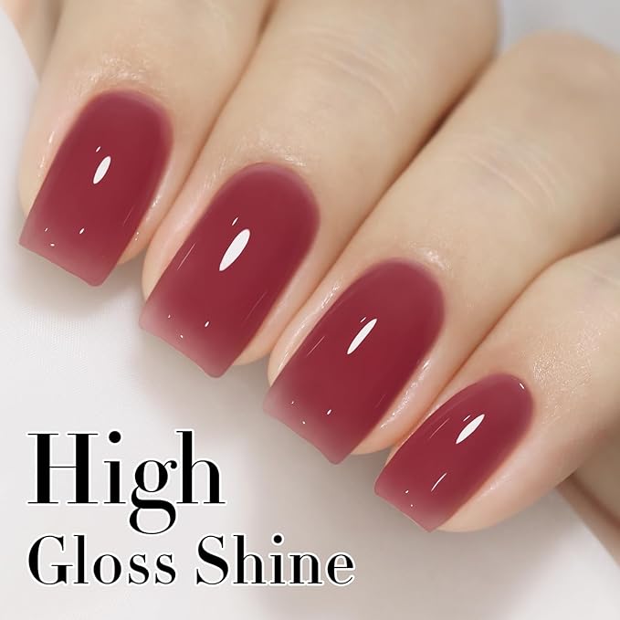 Double Rhythm 0.5Oz Gel Polish Translucent Sheer Neutral Natural Light Milky Same Color Same Bottle 15ML Jelly Gel Polish Art DIY at Home (Brown Purple-A1375)-Velvo Beauty