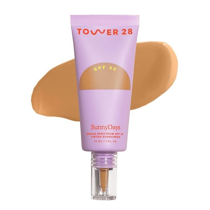 Tower 28 Beauty SunnyDays SPF 30 Tinted Mineral Sunscreen - For Sensitive Skin - 2-in-1 Facial Broad Spectrum UVA/UVB Protection + Foundation – Shade 30 PCH, 1 Fl Oz-Velvo Beauty