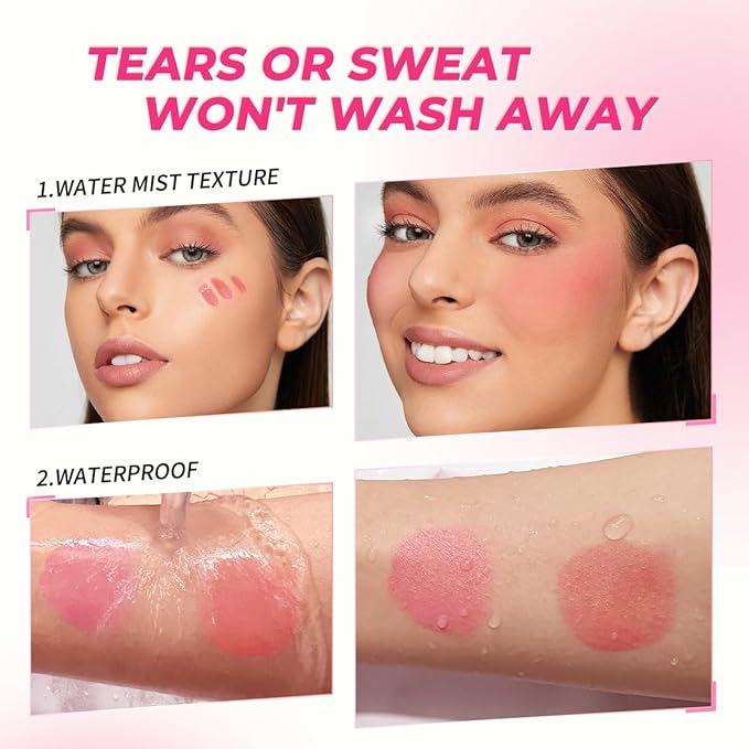 4 Colors Liquid Blush Makeup Kit, Long Lasting Pigmented Natural Matte Face Blush Cream Gel, Lightweight, Blendable, Cruelty Free Women Face Cosmetics Set 4Pcs-Velvo Beauty