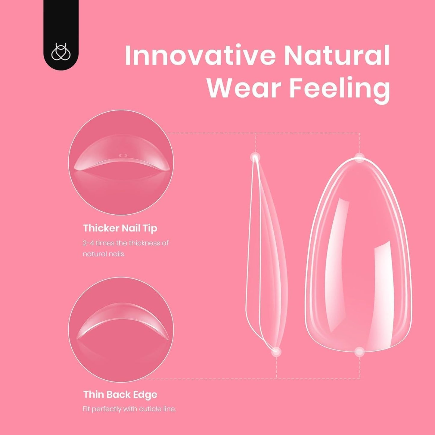 Beetles Gel Short Almond Nail Tips, 288Pcs Pre-Shape Clear Short Almond Gel Press On Nail Fake Nails Easy Nail Extension Full Cover False Nails for Gel Nail Polish Gelly Tips DIY Nail Salon-Velvo Beauty