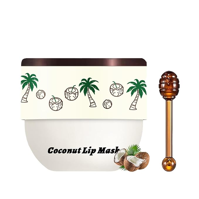 1 PCS Bee Lip Balm Lip Mask Honey Pot, Coconut Moisturizing Sleeping Lip Mask Overnight with Sticks, Lip Balm Honey Pot Lip Balm Hydrating Prevention Dry and Crack Lip Scrubs Exfoliator-Velvo Beauty