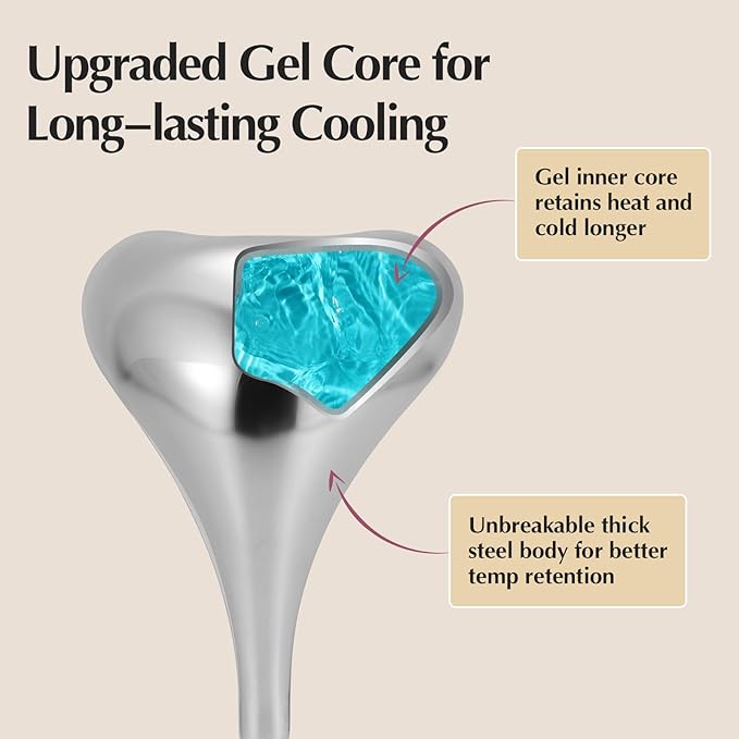 2-in-1 Gua Sha Cryo Sticks, Facial Skin Care Tools for Women Face and Eyes Massage, Unbreakable Stainless Steel Esthetician Supplies, Cooling Spa Ice Globes Roller with Carry Case-Velvo Beauty