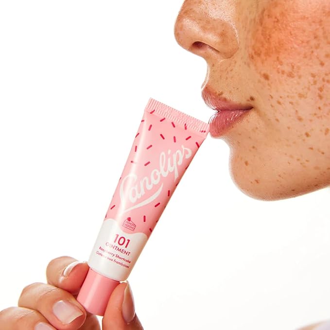 Lanolips 101 Delicious Rasberry Shortcake - Lip Balm with Vitamin E Oil and Lanolin for Lip Hydration - Naturally Flavored Lanolin Lip Balm for Very Dry Lips - Dermatologist Tested (.35 Oz)-Velvo Beauty