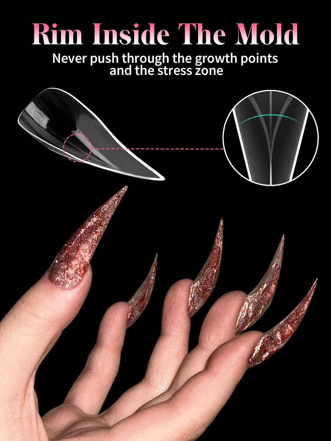 EBANKU Dual Nail Forms for Poly Extension Gel, 150 PCS Clear Eagle Claw Nail Molds Reusable 15 Sizes Hawk Curve Nail Extension Forms for Builder Gel Manicure Design Salon DIY-Velvo Beauty