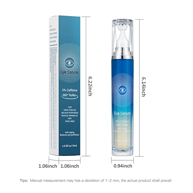 Eye Serum with Roller ball, 15 ML Eye Cream for Dark Circles and Puffiness, Anti-Aging Under Eye Roller Cream Reduce Wrinkles and fine lines-Velvo Beauty