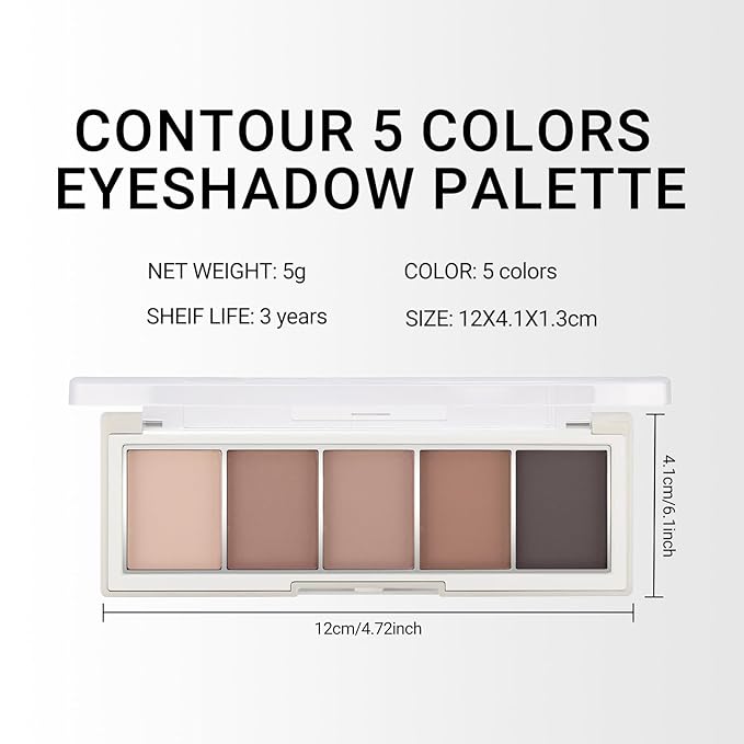 Erinde 5 Colors Matte Eyeshadow Palette Makeup, Natural Classic Nude Neutral Nude Brown Eye Shadow, Long Wearing Waterproof Everyday Eye Makeup for Brown Eyes, Cool-Toned Nude Taupe Brown, 06-Velvo Beauty