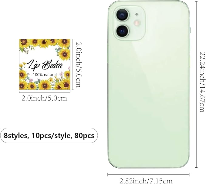 CRASPIRE 80Pcs 8 Styles Lip Balm Sticker Sunflower Self-Adhesive Homemade Lip Balm Labels Vintage Square DIY Plant Label Stickers for Lip Balm Containers Cosmetics Lipsticks-Velvo Beauty