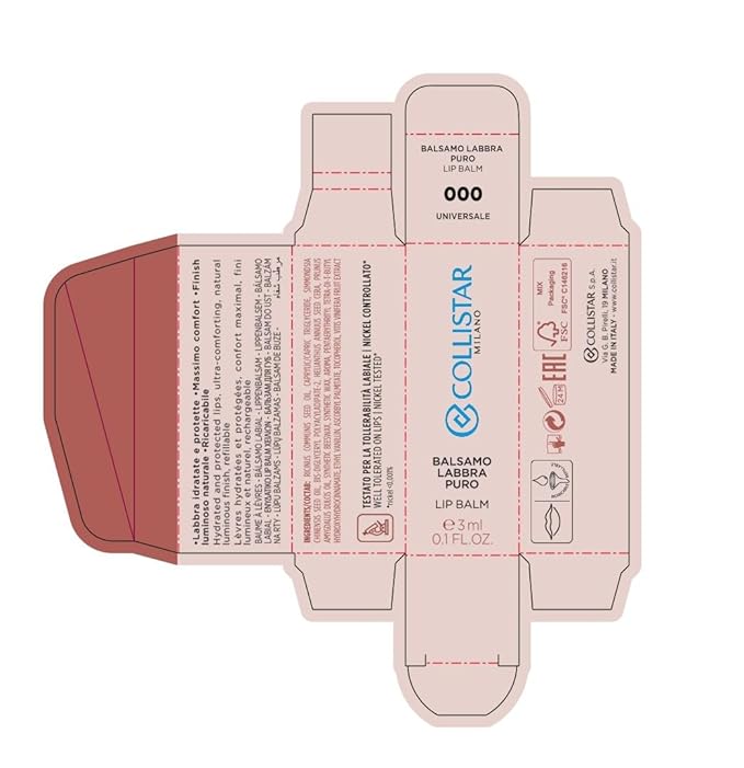 Collistar Balsamo Labbra Puro Lip Balm, 0.1 Fl Oz Made in Italy èitalian import]-Velvo Beauty