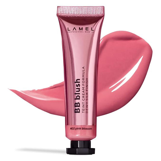 Lamel BB Blush Cheek Makeup - Lightweight and Long Lasting Liquid Blush - Blendable Cream Blush for Cheeks, Natural Finish Cream Contour - Pink Liquid Blush, 402 (Pink Blossom) -10ml/0,33fl.oz-Velvo Beauty