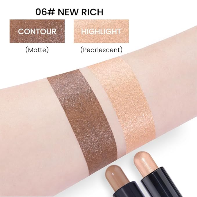 evpct 2in1 Face Shaping & Contouring Stick Cream Contour Concealer Bronzer Stick Makeup Kit for Beginner Face Highlighter Makeup Stick contorno maquillaje de maquillaje profesional,NEW Rich-Velvo Beauty