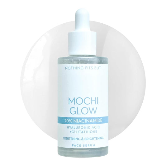 NOTHING FITS BUT Mochi Glow 20% Niacinamide Serum for Face, Pore Tightening & Brightening Skin Serum with Hyaluronic Acid & Glutathione for Dark Spots & Fine Lines, Korean Skincare (50ml/1.7fl.oz.)-Velvo Beauty