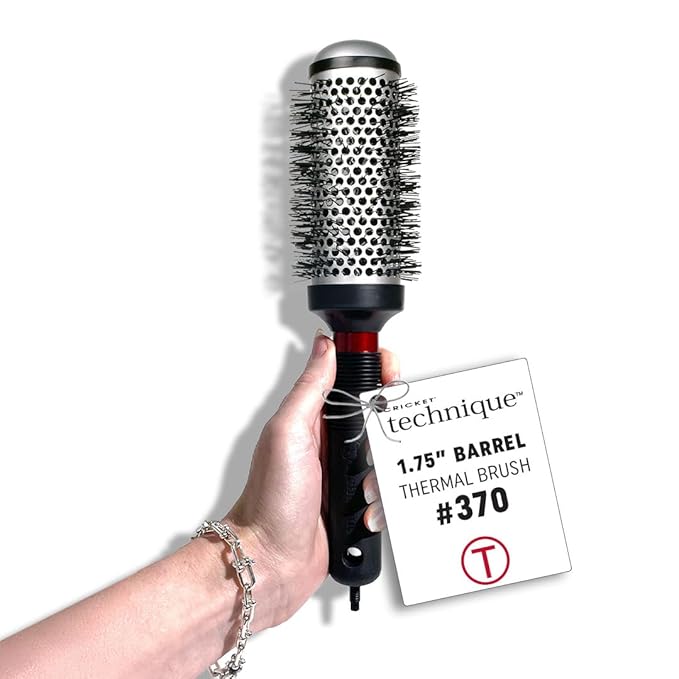 Cricket Technique Thermal Hair Brush #370 1.75” for Blow-Drying, Curling, and Styling – Heat-Retaining Barrel with Anti-Static Tourmaline Bristles, Round Thermal Brush, Ideal for All Hair Types-Velvo Beauty