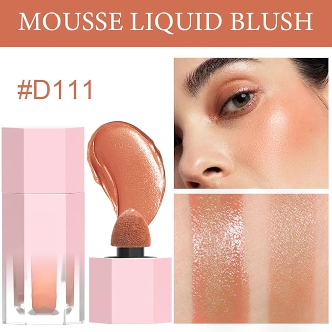 evpct 2Pcs Soft Cream Velvet Liquid Blush Makeup for Cheeks Lips, Moisturizing Lightweight Blendable Feel Waterproof Long-Wearing Smudge Proof Natural Matte Finish Looking Dewy Cheek Tint D111 & D113-Velvo Beauty