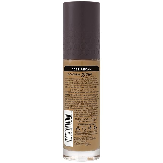 Burt's Bees Goodness Glows Liquid Makeup, Pecan - 1.0 Ounce-Velvo Beauty