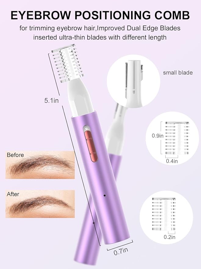 AHHFEI Rechargeable 5 in 1 Ear and Nose Hair Trimmer for Women, 2025 Professional Painless Eyebrow & Facial Hair Trimmer with Powerful Motor and Dual-Edge Blades Easy Cleansing-Velvo Beauty