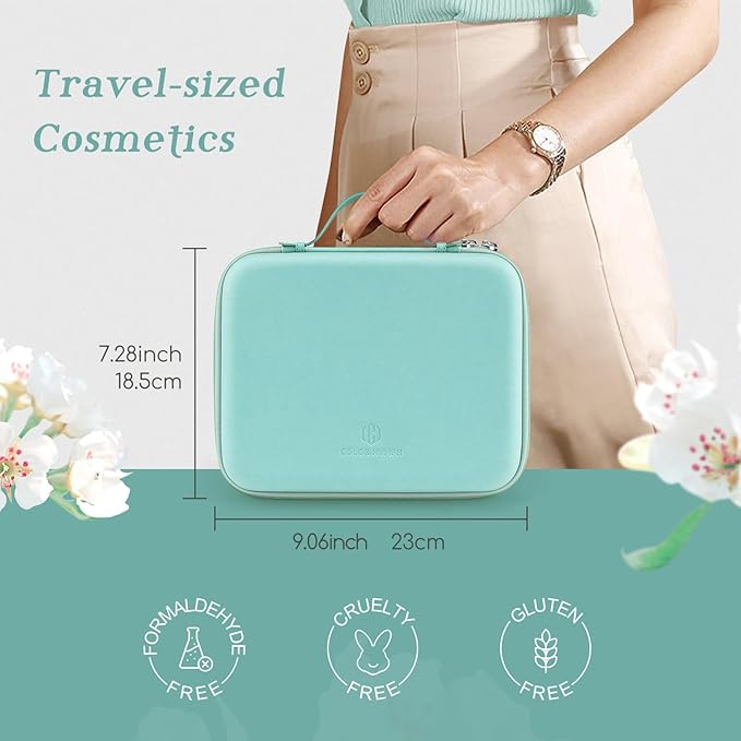 Color Nymph Beginner Makeup Kits Gift for Teens, Makeup Palettes with Reusable Handbag Includes 36 Colors Eyeshadow Blushes Bronzer Highlighter 4 Colors Lipgloss, Lip Oil Brushes Mint Green-Velvo Beauty