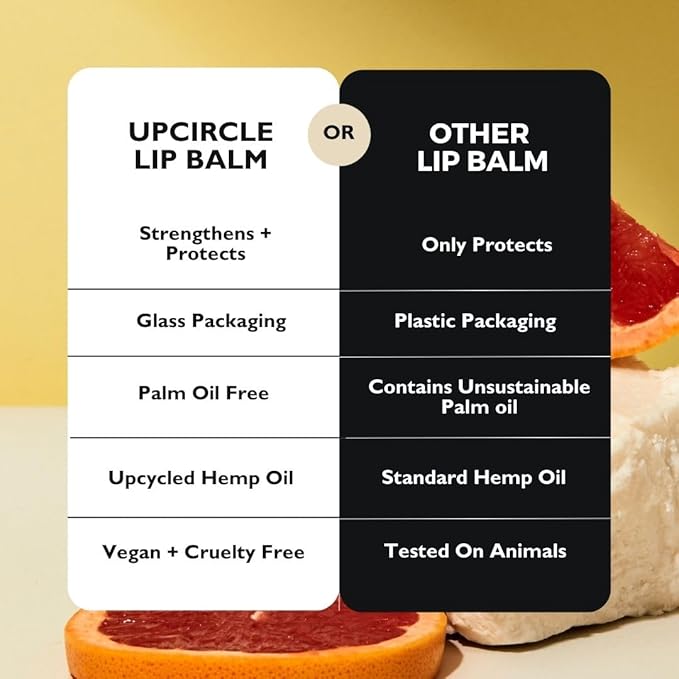 UpCircle Lip Balm with Hemp Seed Oil + Shea Butter 15ml – Hydrating + Plumping – Rosehip + Grapefruit Oil To Soothe Dry Lips - Natural, Vegan + Cruelty-Free-Velvo Beauty
