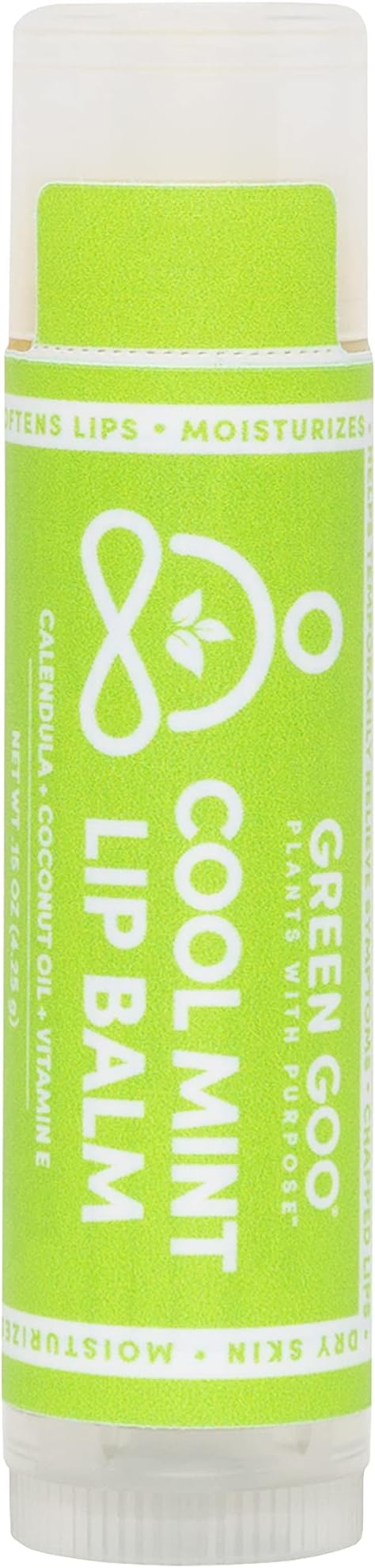 Green Goo All-Natural Lip Balm, Cool Mint, 0.15-ounce Stick, 4-pack-Velvo Beauty
