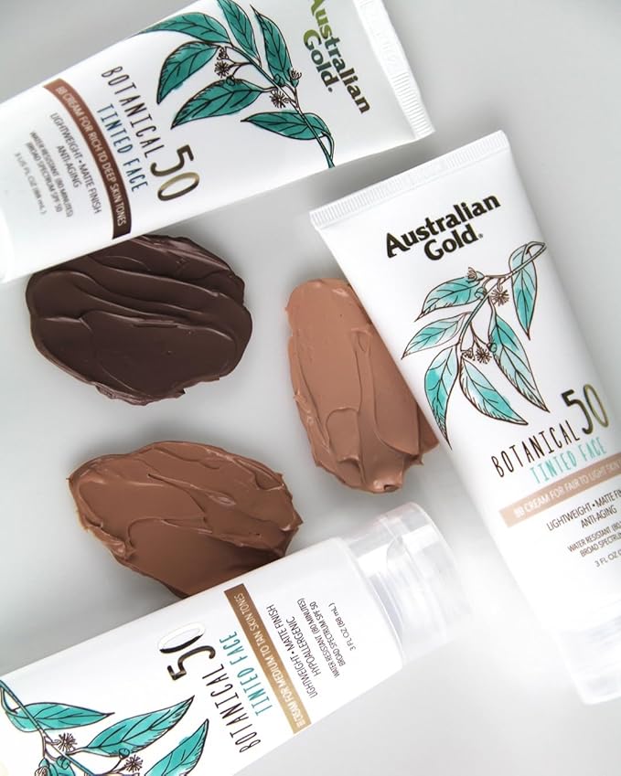 Australian Gold Botanical SPF 50 Tinted Sunscreen for Face, Non-Chemical BB Cream & Mineral Sunscreen,Water-Resistant,Matte Finish,For Sensitive Facial Skin,Rich to Deep Skin Tones, 3 FL Oz, Rich-Deep-Velvo Beauty