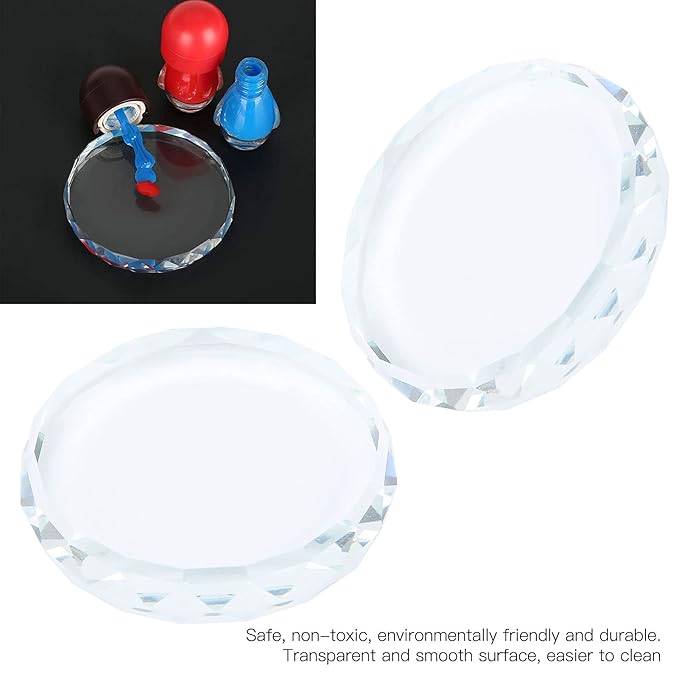 Nail Palette Board, Nail Art Palette,2PCS/set Nail Art Palettes Color Mixing Toning Glass False Eyelash Glue Hold Makeup Pallet for Acrylic Manicure-Velvo Beauty