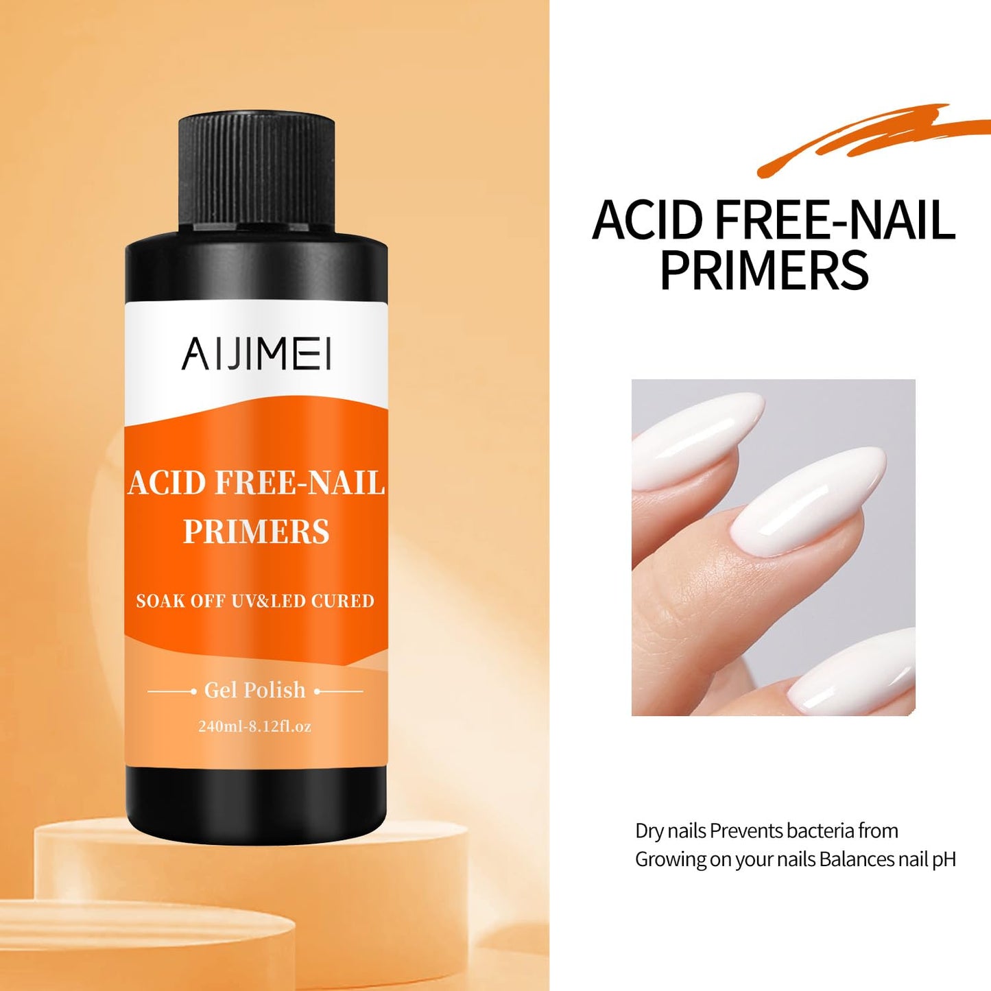 AIJIMEI 240ml Nail Primer for Gel Polish Nail Primer for Stronger Nails, Nail Care Compatible with All Polishes Nail Art Enhance Adhesion and Extend Gel Manicure Wear 8 Fl Oz-Velvo Beauty