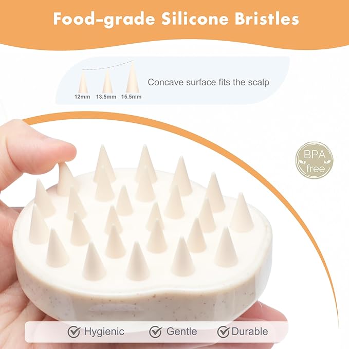 FREATECH 2-Pack Wheat Straw Hair Scalp Massager Shampoo Brush with Silicone Bristles for Hair Growth and Dandruff, Scalp Scrubber Head Exfoliator for Wet & Dry Use, Women Men Kids-Velvo Beauty