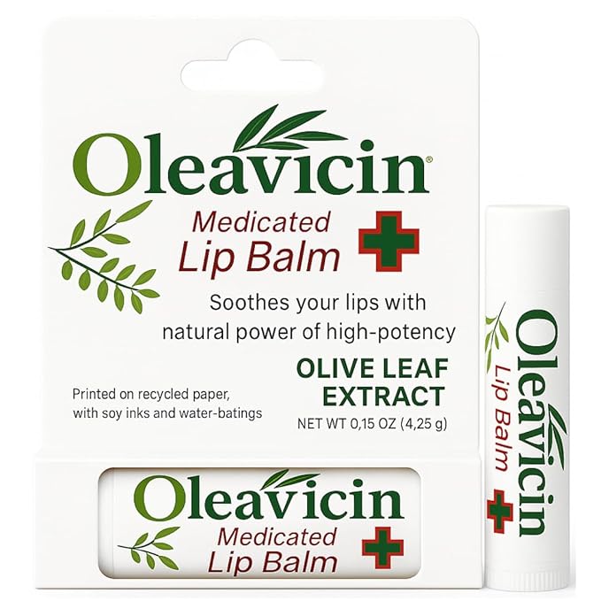 Natural Lip Balm by Oleavicin | Dry Lip Relief | Patented Moisturizing Formula for Chapped Lips | Organic Olive Leaf Extract-Velvo Beauty