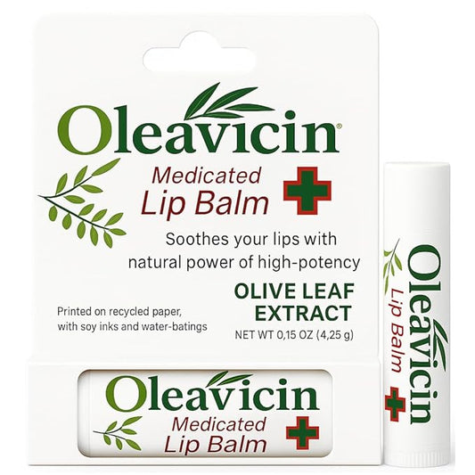 Natural Lip Balm by Oleavicin | Dry Lip Relief | Patented Moisturizing Formula for Chapped Lips | Organic Olive Leaf Extract-Velvo Beauty
