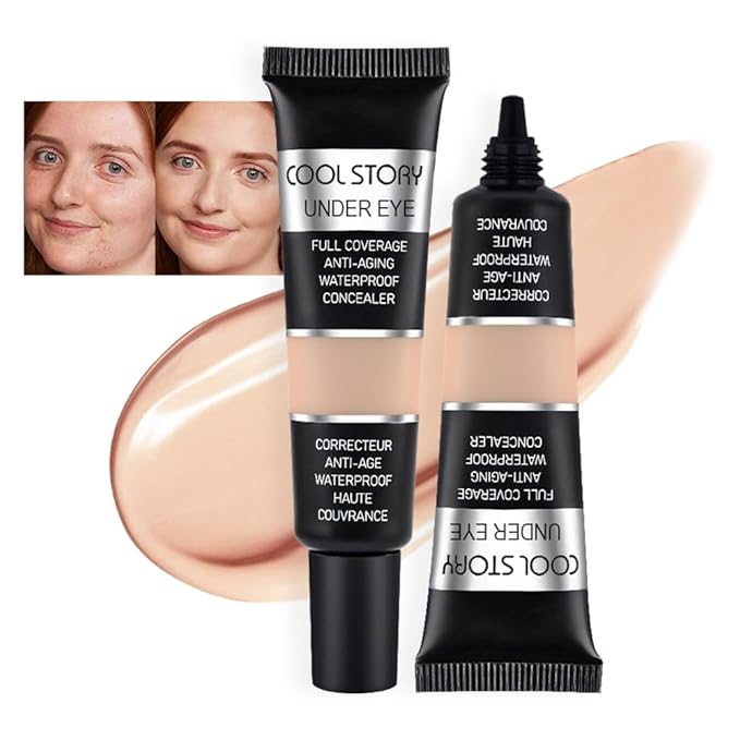 Kaely 2Pcs under Eye Concealer Full Coverage,Waterproof Concealer for Dark Circles,Puffiness,Redness,Cream Foundation Eye Brightener,Color corrector de ojeras,Anti Aging,Natural Matte Finish,Neutral-Velvo Beauty