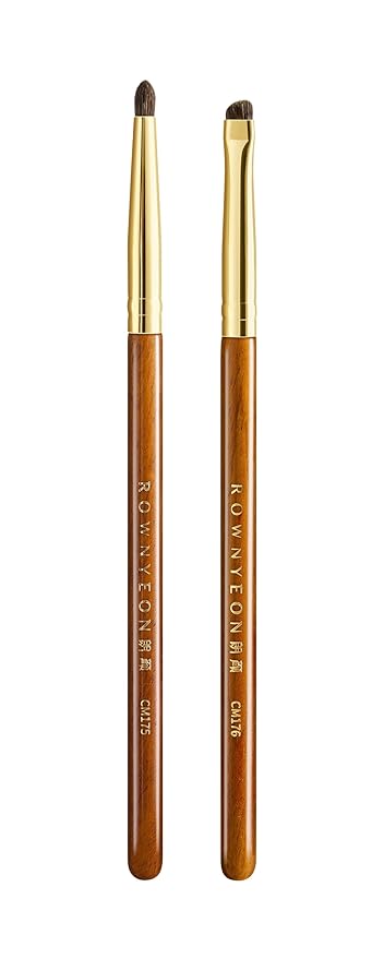 Desert Oak Series Aegyo-Sal Brush Duo - Under-Eye Highlight & Contour Set with Pony Hair, Bubinga Handle (CM175 + CM176)-Velvo Beauty