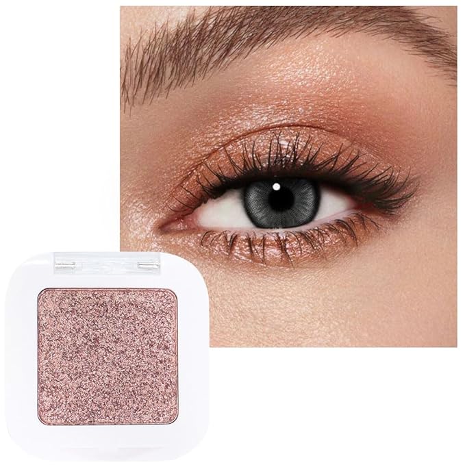 evpct Rose Gold Single Eyeshadow Palette Makeup for Older Women, Amber Rush Brown Shimmer Glitter Sparkly Cream Eye Shadow Palette Brightener Makeup for Older Women, High Pigment Monochrome Eyeshadow-Velvo Beauty