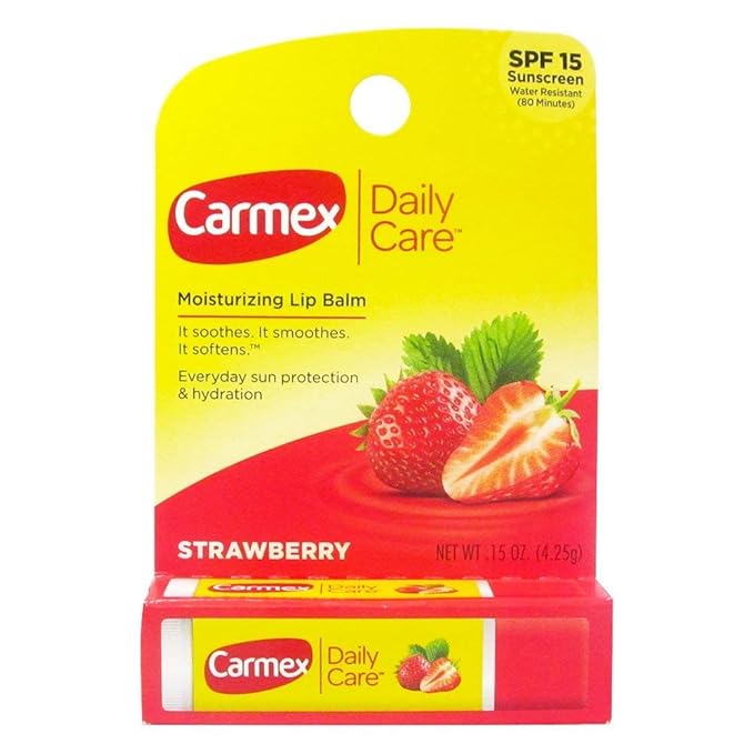 Carmex Click-Stick Moisturizing Lip Balm SPF 15 Strawberry 0.15 oz (Pack of 12)-Velvo Beauty