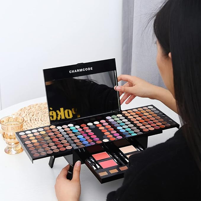 CHARMCODE 190 Colors Cosmetic Make up Palette Set Kit Combination with Eyeshadow Facial Blusher Eyebrow Powder Face Concealer Eyeliner Pencil A Mirror All-in-One Makeup Gift (Multicolor)-Velvo Beauty