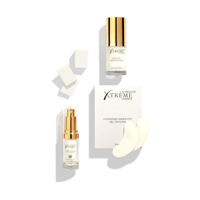 Xtreme Lashes Extend Your Beauty Rituals - Eye Treatments Kit - Lash Extension Safe, includes Serum, Under Eye Gel Patches, Cleanser, and Cosmetic Sponges-Velvo Beauty